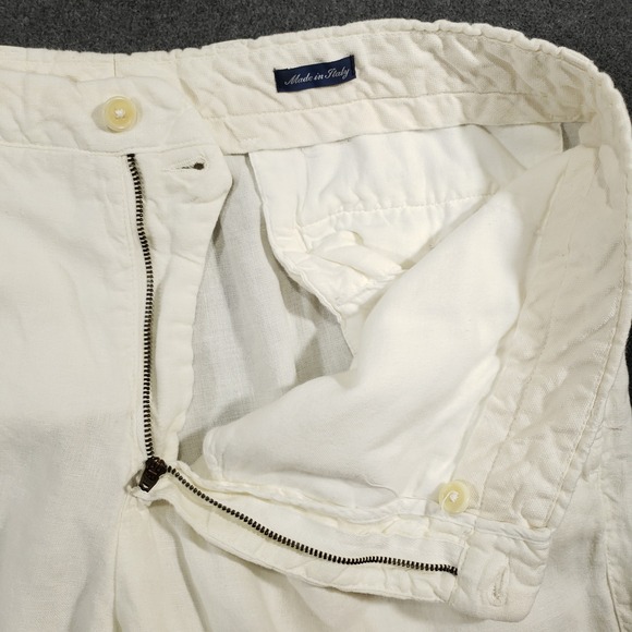 Polo Ralph Lauren Linen Pants Mens 36 White Flat Front Made in Italy 32" Inseam - Picture 2 of 12